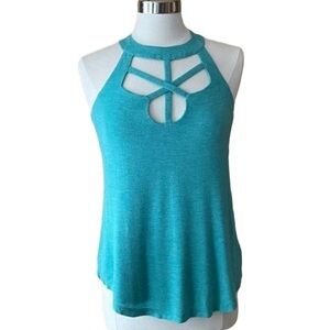 #0125 Naked Zebra | Light Green Criss Cross Tank Top Womens size Medium